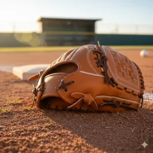 A view of the extra heel padding on the youth first baseman glove for added protection and shock absorption.