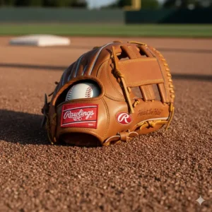 Close-up of a new Rawlings Heart of the Hide infield glove with deep pocket and professional lacing, highlighting the quality leather and design for serious players.