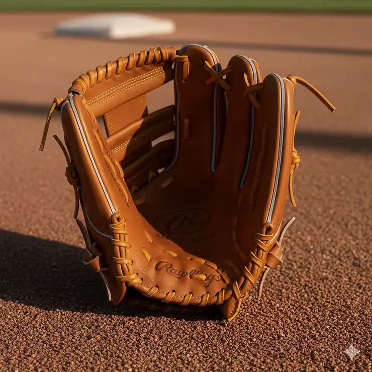 An overhead shot illustrating the Pro I-Web pattern on a Rawlings Heart of the Hide infield glove, popular for middle infielders.