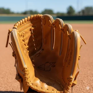 A detailed look at the I-web or single-post web, a popular baseball glove web design that allows for better visibility and faster ball transfer.