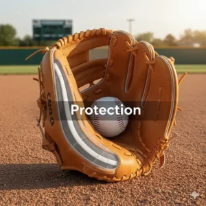 A cutaway view highlighting the extra padding in the palm and heel of a specialized softball catcher's glove for improved protection.