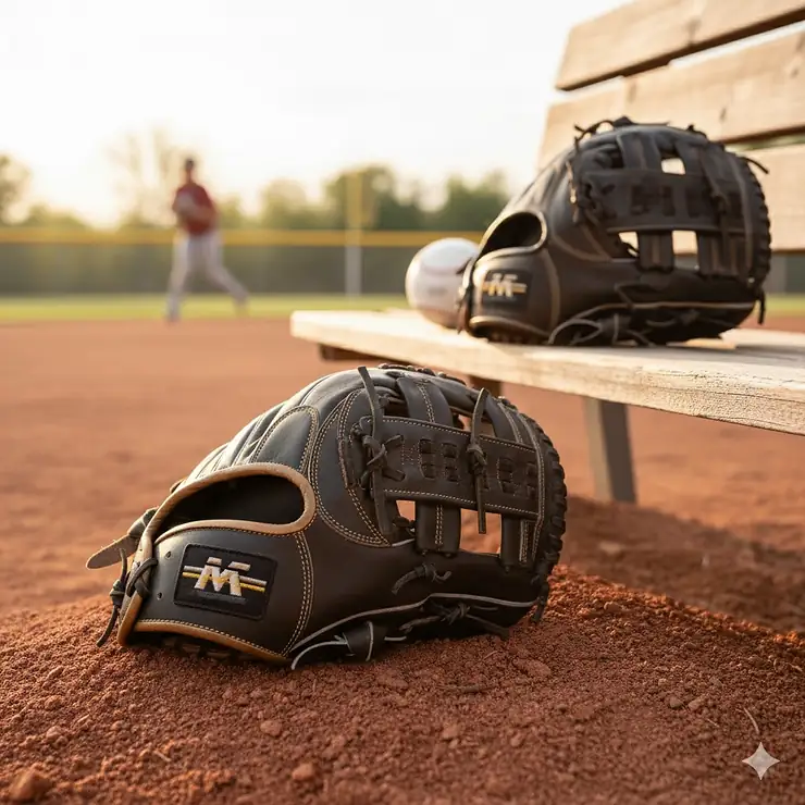 A selection of fastpitch softball gloves for different positions, featuring premium leather and deep pockets for secure catching.