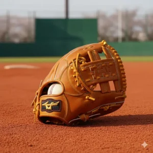 A large, 12.75-inch outfield Japanese baseball glove with a deep pocket for securing fly balls.