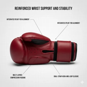 Detailed view of reinforced wrist cuffs providing stability and preventing injury during heavy sparring.