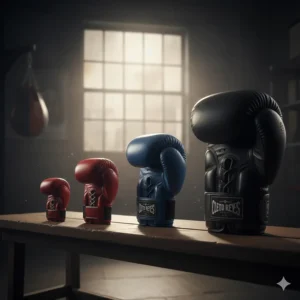 Comparison of different ounce sizes of genuine Cleto Reyes gloves, showing size difference for various boxing uses.