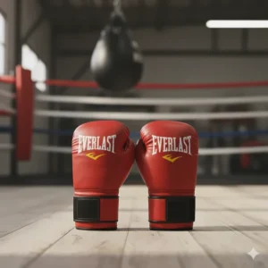Vector illustration of a pair of classic red Everlast boxing gloves, a trusted brand for training and heavy bag work.