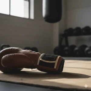 Detail shot of the hook-and-loop velcro wrist closure providing a secure and adjustable fit for durable leather boxing gloves.