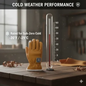 Temperature rating guide for the best deerskin work gloves for sub-zero cold weather environments.
