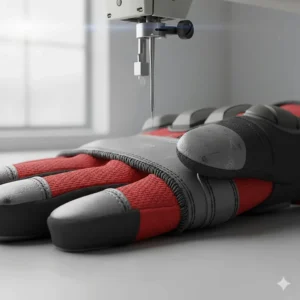 Illustration showing the reinforced stitching on mechanic gloves designed for heavy-duty use and digital tasks.