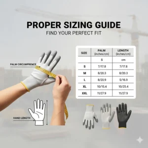 A hand measurement guide to find the perfect fit for work gloves for construction comfort.