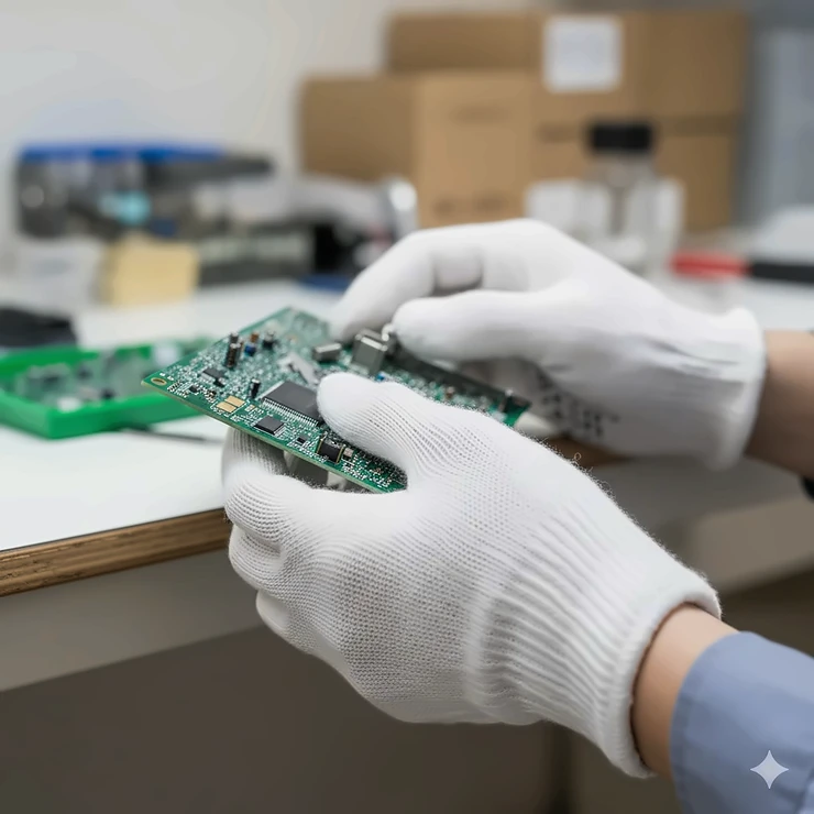 Person using lightweight cotton gloves for general purpose parts handling. cotton work gloves bulk