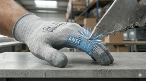 Illustration of ANSI A1 cut resistant gloves protecting hands from minor scrapes and nuisance cuts.