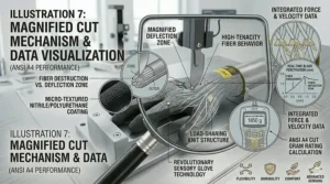 Comparison chart showing the difference between ANSI A2, A4, and A6 cut resistance levels for workplace safety selection.
