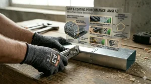 A professional contractor wearing ANSI A3 rated gloves while performing general maintenance and assembly.