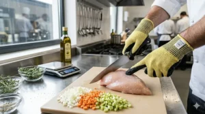 Lightweight Kevlar cut resistant gloves designed for food preparation and meat processing.