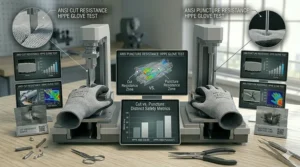 Educational graphic distinguishing between puncture resistance and cut resistance in HPPE safety gear.