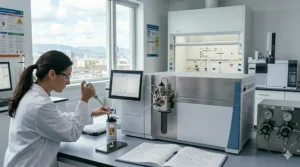 Industrial worker wearing heavy-duty solvent resistant gloves while cleaning automotive parts with chemical degreasers.