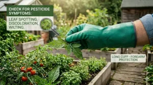 Sizing chart showing how to measure hand width to find the correct fit for pesticide resistant gloves.