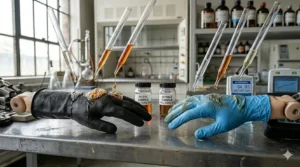A comparison chart highlighting the superior chemical and gas resistance of butyl rubber gloves.