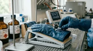 A step-by-step visual on how to properly clean and store PVC chemical resistant gloves to extend their lifespan.