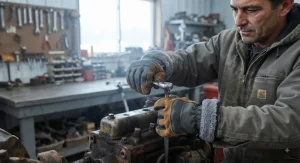 Rugged insulated fleece-lined work gloves designed for men doing maintenance work in cold temperatures, priced under $30.