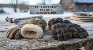 Side-by-side comparison of wool-lined work gloves designed for maximum warmth in winter.