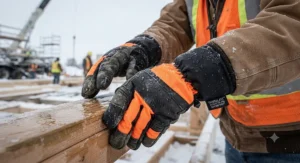 Waterproof Thinsulate lined work gloves designed for construction workers in winter weather