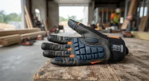 OSHA-compliant anti-vibration work gloves featuring gel-padded palms for high-impact construction environments.