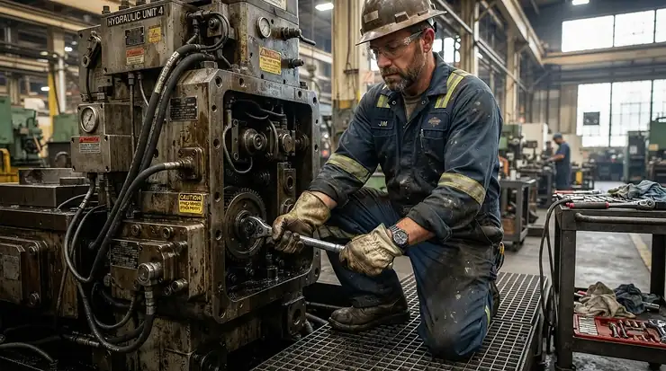 Heavy-duty TPR impact gloves for mechanics providing hand protection during industrial machinery maintenance