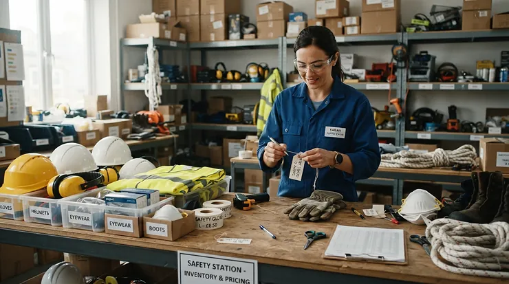 Worker reviewing a split leather glove cost breakdown alongside grain leather gloves vs split leather gloves